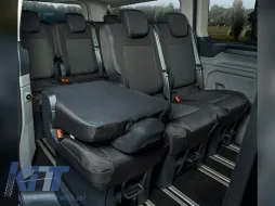 Tapicería Kegel a medida adecuada para los asientos de la segunda fila 1+1+1 en Ford Tourneo Custom, Volkswagen T7 después de 2024, negra con gris-image-6212375