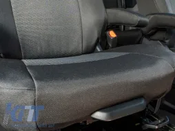 Tapicería Kegel a medida adecuada para los asientos de la segunda fila 1+1+1 en Ford Tourneo Custom, Volkswagen T7 después de 2024, negra con gris-image-6212376