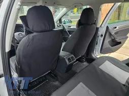 Tapicería Kegel adecuada para los asientos delanteros y traseros del Volkswagen Golf VII 2012-2019, negra con patrón-image-6212231