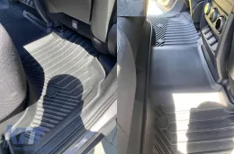 Tapis en caoutchouc et moquette 2 en 1 adaptés pour Land Rover Defender après 2020 avec 5 portes, ensemble de 3 pièces, couleur noire de la série Frogum 5D Race Rock-image-6232712
