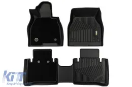 Tapis en caoutchouc et moquette 2 en 1 adaptés pour Mercedes EQS V297 après 2021, ensemble de 3 pièces, couleur noire de la série Frogum 5D Race Rock-image-6232772