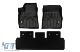 Tappetini in gomma e moquette 2 in 1 adatti per Tesla Model 3 2017-2023, versione senza pompa di calore, della serie Frogum 5D Race Rock, set da 3 pezzi, colore nero-image-6232632