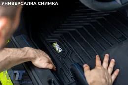 image-40-Tappetini in gomma e moquette 2 in 1 adatti per Toyota Highlander dopo il 2019, set da 4 pezzi, colore nero della serie Frogum 5D Race Rock
