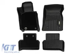 Tappetini in gomma e moquette 2 in 1 adatti per BMW i4 G26 dopo il 2021 della serie Frogum 5D Race Rock, set da 4 pezzi, colore nero-image-6232795