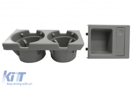 Taza soporte y Caja de monedas adecuado para BMW Serie 3 E46 1998-2005 Gris-image-6075062