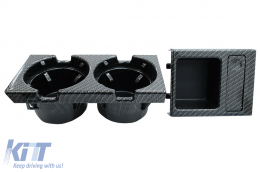 Taza soporte y Caja monedas para BMW Serie 3 E46 1998-2005 Fibra carbono Look-image-6075056