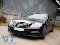 Teljes első lökhárító szett középső ráccsal Mercedes Benz W221 S-osztály (2005-2012) S63 S65 AMG Look-image-6053805