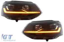 Teljes LED DRL fényszórók VW Transporter Caravelle Multivan T5 facelift (2010-2015) modellekhez, dinamikus irányjelzővel-image-6114500