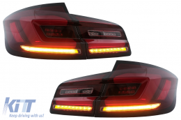 Teljes LED hátsó lámpák BMW 5 F10 (2011-2017) modellekhez, piros füst, dinamikus irányjelző-image-6096173