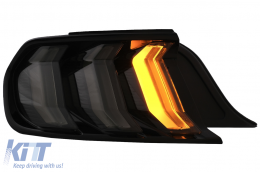 Teljes LED hátsó lámpák Ford Mustang VI S550 (2015-2019) modellekhez, Füst szín, dinamikus irányjelző -image-6088469