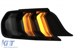 Teljes LED hátsó lámpák Ford Mustang VI S550 (2015-2019) modellekhez, Füst szín, dinamikus irányjelző -image-6088470