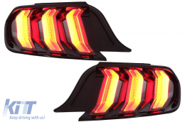 Teljes LED hátsó lámpák Ford Mustang VI S550 (2015-2019) modellekhez, Füst szín, dinamikus irányjelző -image-6088475