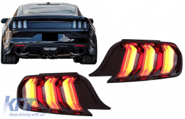 Teljes LED hátsó lámpák Ford Mustang VI S550 (2015-2019) modellekhez, Füst szín, dinamikus irányjelző -image-6088939