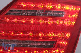 Teljes LED hátsó lámpák Mercedes S W221 (2005-2009) modellekhez, piros átlátszó, Facelift dizájn, dinamikus irányjelző-image-6092535