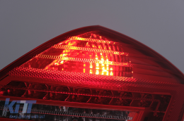 Teljes LED hátsó lámpák Mercedes S W221 (2005-2009) modellekhez, piros átlátszó, Facelift dizájn, dinamikus irányjelző-image-6092541