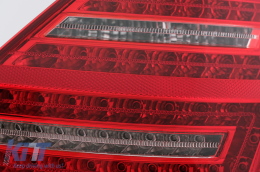 Teljes LED hátsó lámpák Mercedes S W221 (2005-2009) modellekhez, piros átlátszó, Facelift dizájn, dinamikus irányjelző-image-6092548