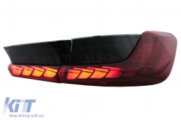Teljesen LED hátsó lámpák BMW 3 G20 G28 M3 G80 szedán (2018-2022) modellekhez, Vörös füst, dinamikus irányjelző -image-6096537