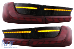 Teljesen LED hátsó lámpák BMW 3 G20 G28 M3 G80 szedán (2018-2022) modellekhez, Vörös füst, dinamikus irányjelző -image-6096543
