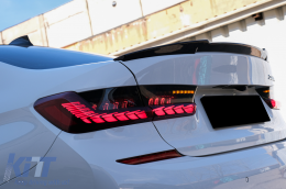 Teljesen LED hátsó lámpák BMW 3 G20 G28 M3 G80 szedán (2018-2022) modellekhez, Vörös füst, dinamikus irányjelző -image-6099662