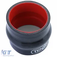 Tenzo-R Silikonschlauch verstärkter gerader Anschluss mit Biegung 76mm schwarz rot-image-6199033