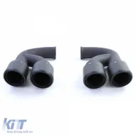 Terminali di scarico in acciaio inox a doppio tubo neri adatti per Porsche Cayenne 92A 3.0 Diesel 10-14-image-6195058