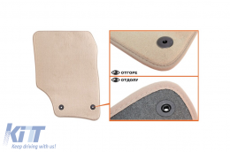 Textile floor mats Petex Comet series suitable for Volkswagen Touareg 2002-2010, set of 4 pieces, beige with round fixing holes-image-6241365
