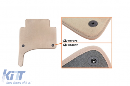 Textile floor mats Petex Comet series suitable for Volkswagen Touareg 2002-2010, set of 4 pieces, beige with round fixing holes-image-6241366