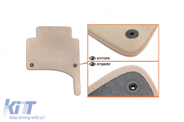 Textile floor mats Petex Comet series suitable for Volkswagen Touareg 2002-2010, set of 4 pieces, beige with round fixing holes-image-6241367