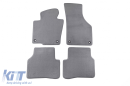 Textile floor mats Petex Comet series suitable for Volkswagen Passat sedan, estate 2005-2010, set of 4 pieces, grey with oval fixing holes - ABFMV6022154