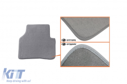 Textile floor mats Petex Comet series suitable for Volkswagen Passat sedan, estate 2005-2014, Volkswagen Passat CC 2012-2016, set of 4 pieces, grey with round fixing holes-image-6241377