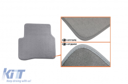 Textile floor mats Petex Comet series suitable for Volkswagen Passat sedan, estate 2005-2014, Volkswagen Passat CC 2012-2016, set of 4 pieces, grey with round fixing holes-image-6241378