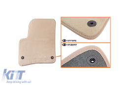 Textilfußmatten der Petex Comet-Serie geeignet für Volkswagen Touareg 2002-2010, Set aus 4 Stück, beige mit runden Befestigungslöchern-image-6241364