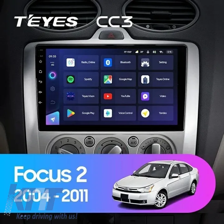 Teyes CC3 2K 360 Car Navigation suitable for Ford Focus 2 2005-2010 6+128GB 9.5 QLED Octa-core 2Ghz, Android 4G Bluetooth 5.1 DSP