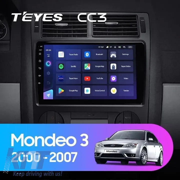 Teyes CC3 2K 360 Car Navigation suitable for Ford Mondeo 2 2001-2007 6+128GB 9.5 QLED Octa-core 2GHz Android 4G Bluetooth 5.1 DSP