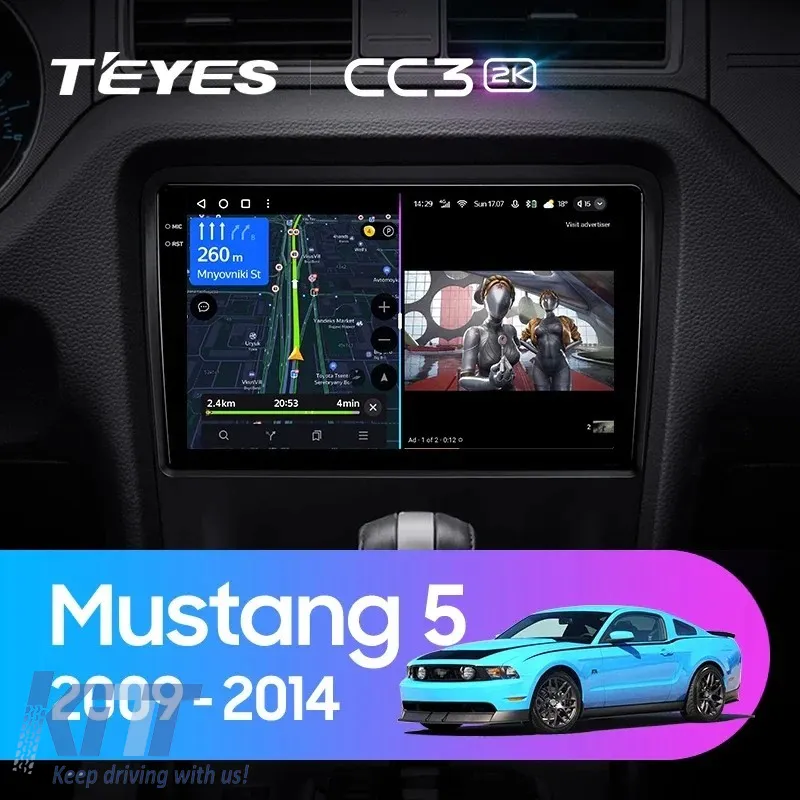 Teyes CC3 2K 360 Car Navigation suitable for Ford Mustang 5 2005-2014 6+128GB 10.36 QLED Octa-core 2Ghz, Android 4G Bluetooth 5.1 DSP
