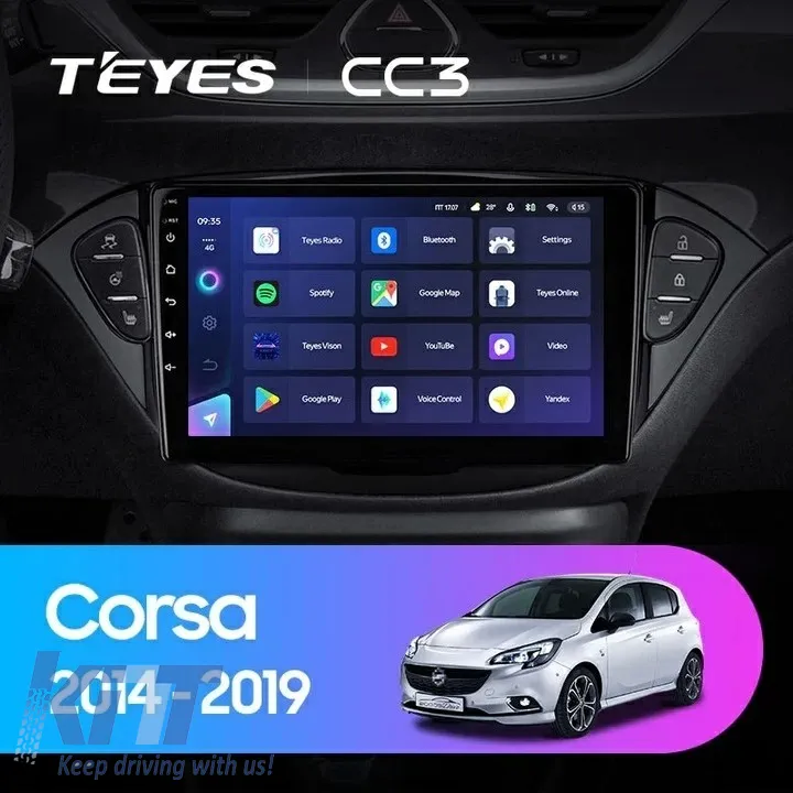 Teyes CC3 2K 360 Car Navigation suitable for Opel Corsa E 2014-2019 6+128GB 9.5 QLED Octa-core 2Ghz, Android 4G Bluetooth 5.1 DSP