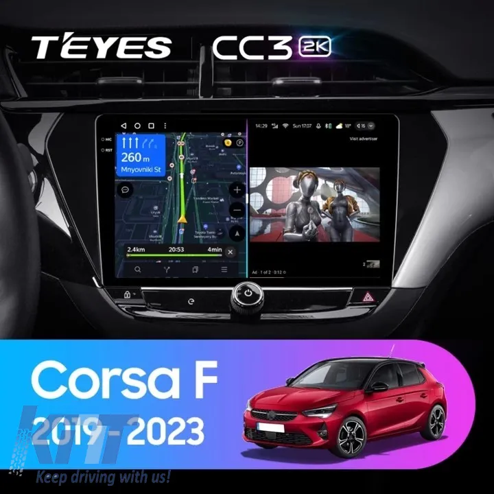 Teyes CC3 2K 360 Car Navigation suitable for Opel Corsa F 2019-2023 6+128GB 9.5 QLED Octa-core 2Ghz, Android 4G Bluetooth 5.1 DSP