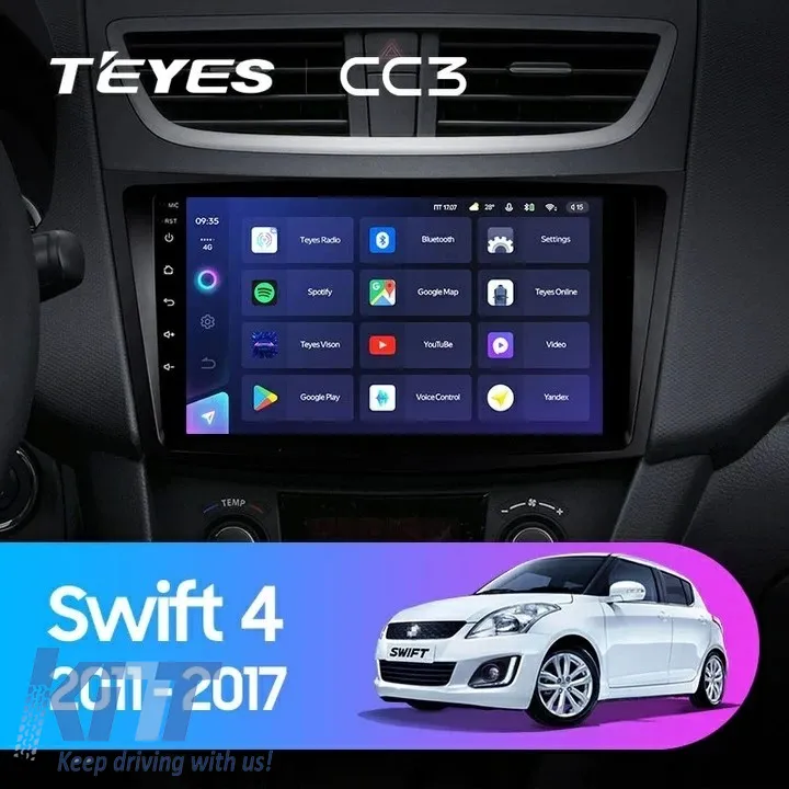 Teyes CC3 2K 360 Car Navigation suitable for Suzuki Swift 4 2011-2017 6+128GB 9.5 QLED Octa-core 2Ghz, Android 4G Bluetooth 5.1 DSP