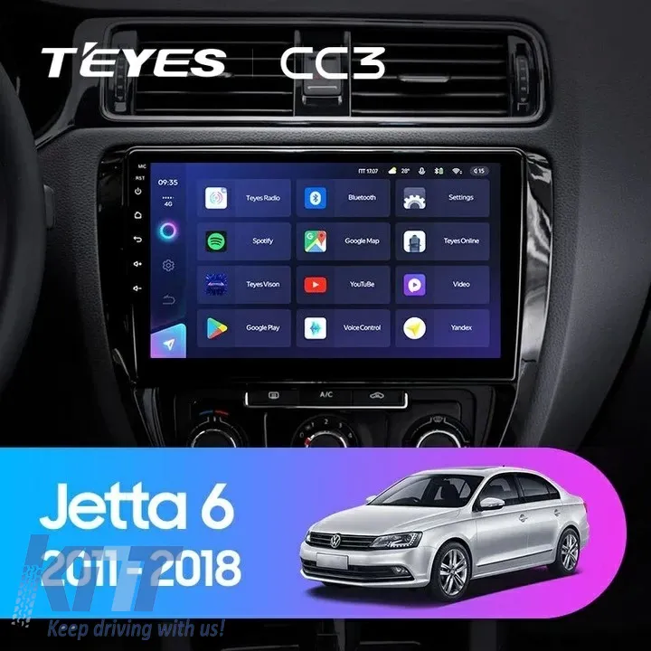 Teyes CC3 2K 360 Car Navigation suitable for Volkswagen Jetta 6 2011-2018 6+128GB 10.36 QLED Octa-core 2Ghz, Android 4G Bluetooth 5.1 DSP