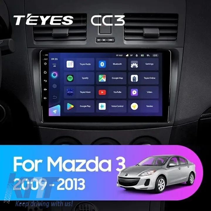 Teyes CC3 2K 360 Car Navigation suitable for Mazda 3 II 2009-2013 6+128GB 9.5 QLED Octa-core 2Ghz, Android 4G Bluetooth 5.1 DSP