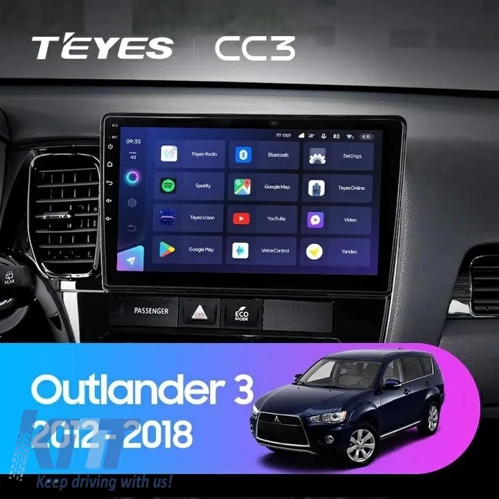 Teyes CC3 2K 360 Car Navigation suitable for Mitsubishi Outlander 3 2018-2021 6+128GB 10.36 QLED Octa-core 2Ghz, Android 4G Bluetooth 5.1 DSP