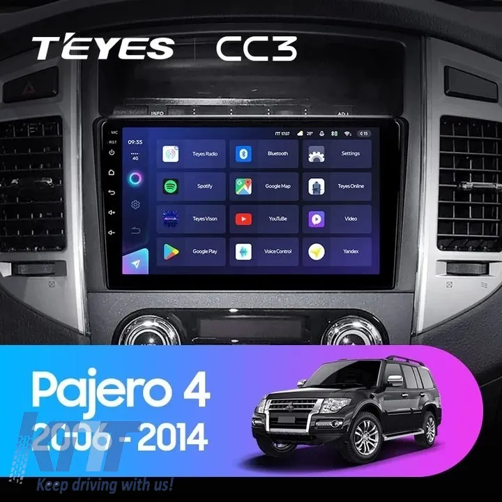 Teyes CC3 2K 360 Car Navigation suitable for Mitsubishi Pajero 4 V90 2006-2021 6+128GB 9.5 QLED Octa-core 2Ghz Android 4G Bluetooth 5.1 DSP