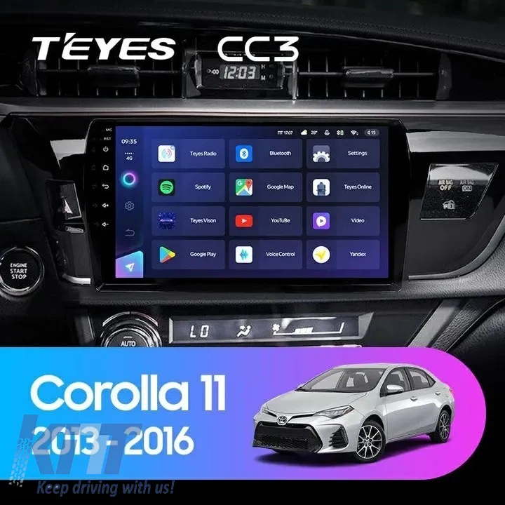Teyes CC3 2K 360 Car Navigation suitable for Toyota Corolla 11 2012-2016 6+128GB 10.36 QLED Octa-core 2Ghz, Android 4G Bluetooth 5.1 DSP