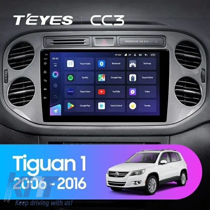 Teyes CC3 2K 360 Car Navigation suitable for Volkswagen Tiguan 1 2006-2016 6+128GB 9.5 QLED Octa-core 2Ghz, Android 4G Bluetooth 5.1 DSP