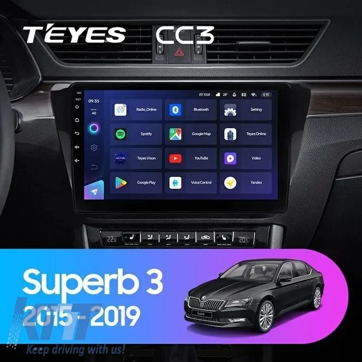 Teyes CC3 2K 360 Car Navigation suitable for Skoda Superb 3 2015-2019 6+128GB 10.36 QLED Octa-core 2Ghz, Android 4G Bluetooth 5.1 DSP