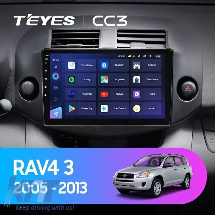 Teyes CC3 2K 360 Car Navigation suitable for Toyota RAV4 XA30 2005-2013 6+128GB 10.36 QLED Octa-core 2Ghz, Android 4G Bluetooth 5.1 DSP