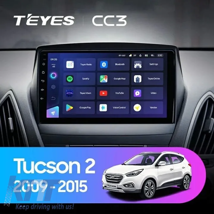 Teyes CC3 2K 360 Car Navigation suitable for Hyundai Tucson 2 2009-2015 6+128GB 9.5 QLED Octa-core 2Ghz, Android 4G Bluetooth 5.1 DSP