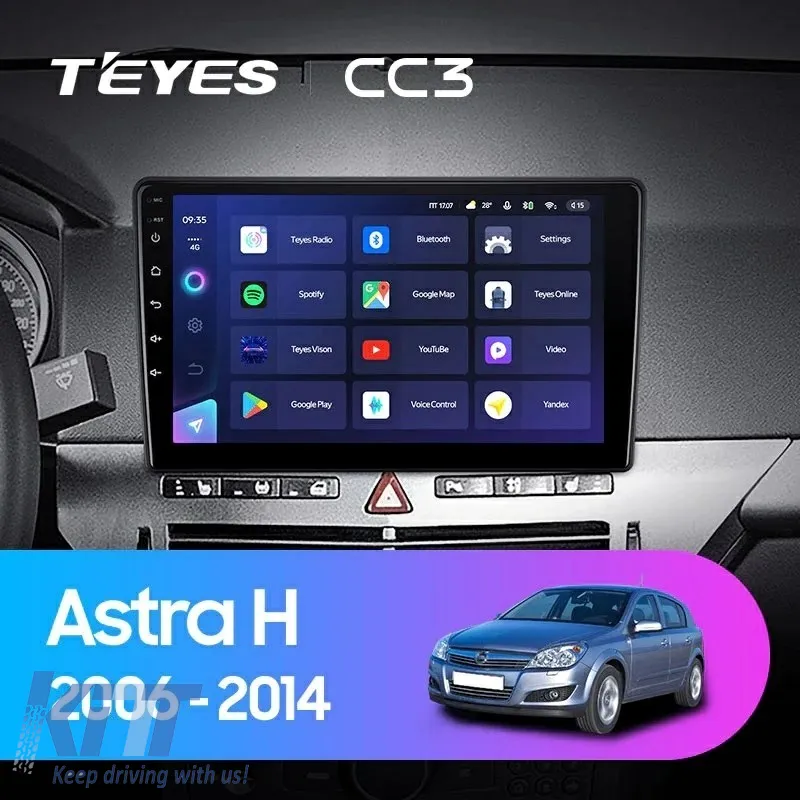 Teyes CC3 2K Car Navigation suitable for Opel Astra H 2004-2014 6+128GB 9.5 QLED Octa-core 2Ghz, Android 4G Bluetooth 5.1 DSP