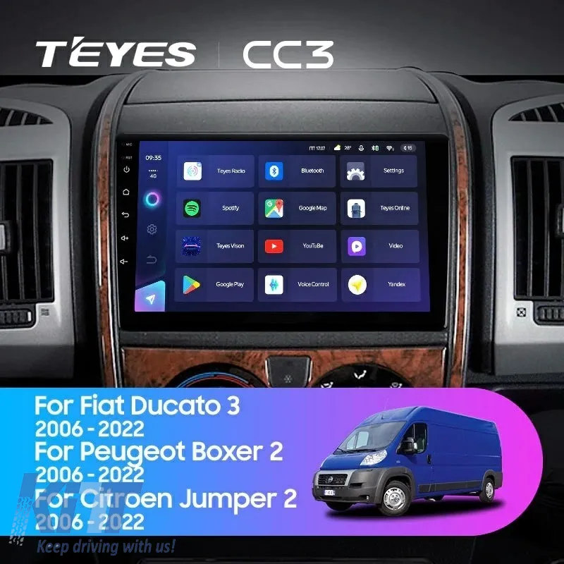 Teyes CC3 2K Car Navigation suitable for Peugeot Boxer 2 2006-2022 6+128GB 9.5 QLED Octa-core 2Ghz, Android 4G Bluetooth 5.1 DSP
