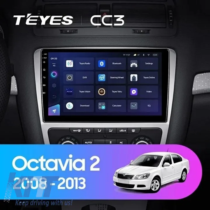 Teyes CC3 2K Car Navigation suitable for Skoda Octavia 2 2004-2013 6+128GB 10.36 QLED Octa-core 2Ghz Android 4G Bluetooth 5.1 DSP